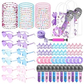 Juego de 134 piezas de recuerdos de fiesta de Kpop populares para fiestas de cantante, amistad, micrófonos inflables, pulseras de bomba de aire, clips