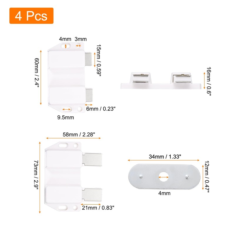 sourcing map 4Pack Magnetic Touch Latches, Push to Open Magnet