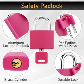 Andibro 2 Pcs Aluminum Padlocks with Keys, Anti-Rust Solid Keyed Locks Heavy Duty Weatherproof Lock Locker Padlocks Small Outdoor Pad Lock for School Gym Locker Fence Gate Garage Shed(Pink)