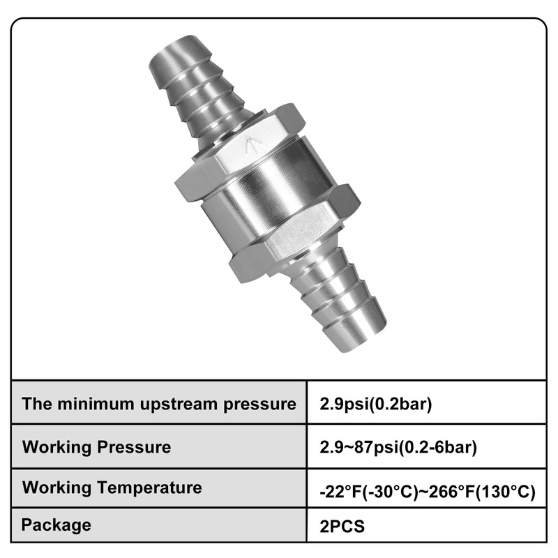 VehiMata 3/8" Fuel Check Valve, 2PCS OD 10mm One Way