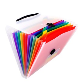 Expanding Files Folder 13 Pockets A4 Rainbow Accordion File Organizer,Index Handle File High Capacity Expanding Document Folder for Business Office Study(002)
