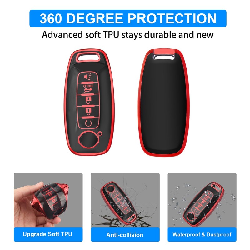 QBUC Key Fob Cover for Nissan,Car Key Fob Protector 5