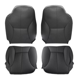 NLQR Driver and Passenger Side Bottom & Top Back Seat Covers Replacement Leather Black Compatible with Dodge Ram 1500 2500 3500 1998 1999 2000 2001 2002