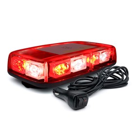 Xprite 12" White Red LED Rooftop Mini Strobe Light Bar Magnetic Mount Emergency Police Warning Caution Flashing Beacon Lights for Construction Vehicles Snow Plow Trucks Volunteer Firefighter Cars