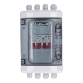 DC500V Solar PV DC Miniature Circuit Breaker Box 2 in 2 Out Isolation Switch Junction Box PV Solar Disconnect Switch Power Distribution IP65 Waterproof UV Proof Battery Breaker Protector (32A)
