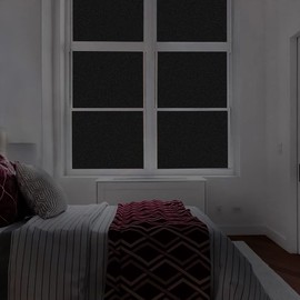 Finnez Blackout Window Privacy Film No Glue Necesary Static Cling,Anti-UV,Black Window Film 100% Light Blocking for Home Or Office