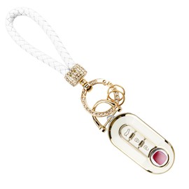 Key Covers For Fiat 500, Car Key Full Cover With Keychain Lanyard Key Protection Case With Screwdriver Soft Tpu Car Key Shell Protector Compatible With 500l/Brava/Bravo/Doblo/Ducato, White