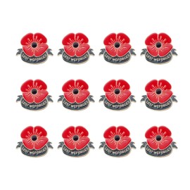 RUIFUU 12Pcs Poppy Pins Veteran Pin Poppy Flower Enamel Lest We Forget Memorial Pins for Men Women Veterans Day Remembrance