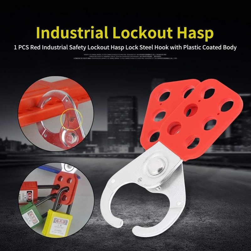 1 x Red Plastic Coated Casing Steel Safety Latch Hook