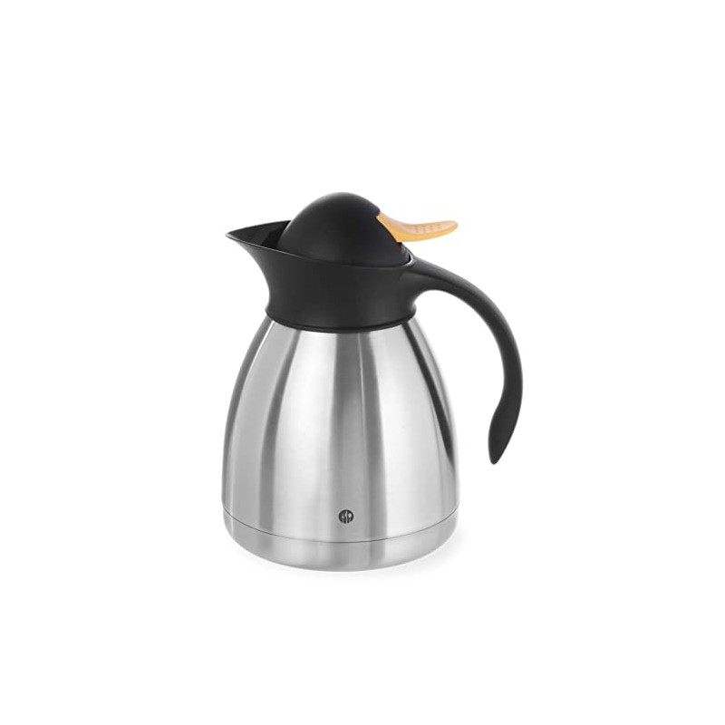 HENDI Insulated Jug with Yellow Press Closure, Double-Walled, Coffee Pot,