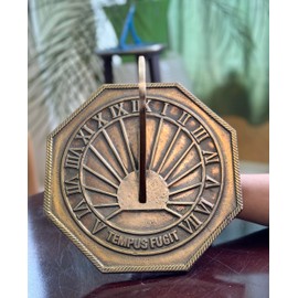 IOTC ARMOURY Brass Garden Sundial Classic Octagonal Home & Garden Gift Decor Outdoor Sundial - 10 Inch Birthday Gift