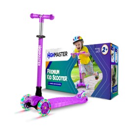 Highmaster 3-Wheel Toddler Scooter for Boys – Light-Up Wheels, Safe Ride for Ages 2+ – Holds Up to 165 lbs (Purple)