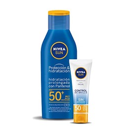 Kit Nivea Sun Protector Solar Hidratante Fps 50 Protect  Moisture, 200ml  Nivea Sun Protector Solar Facial Control De Brillo Fps 50, 50ml             