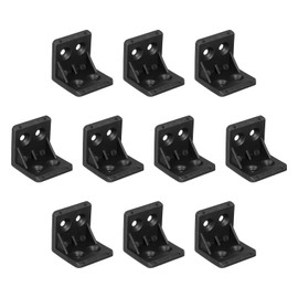 uxcell 10Pcs Plastic Corner Braces, L Shape Corner Bracket, Right Angle Corner Support Brace, Shelf Board Holder for Wood Furniture Cabinet Drawer Bookcase, Black