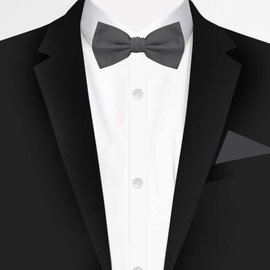 Jacob Alexander Men's Pretied Banded Adjustable Solid Color Bowtie - Charcoal