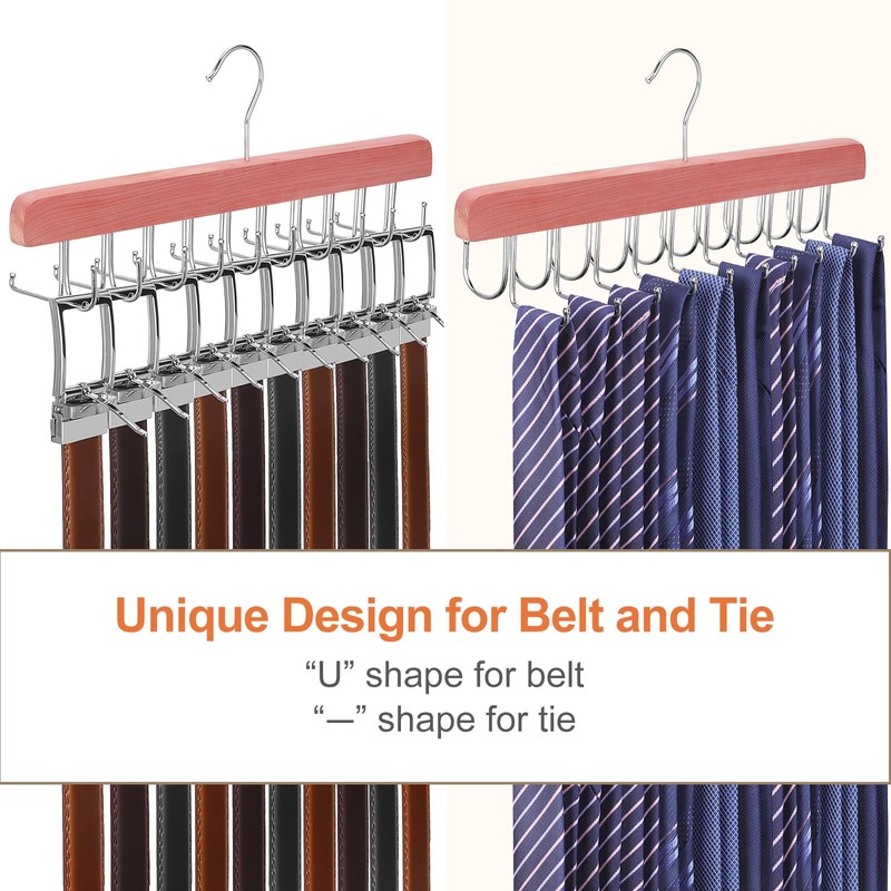 TOPIA HANGER Cedar 2 Pack 2 in 1 Belt Tie