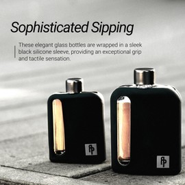 Ragproper Glass Hip Flask for Men – Modern Whiskey & Liquor Flask with Cork & Silicone Lid Liners, Durable Silicone Covered Double Shot Flask Bottle (8oz, 240ml, Black)