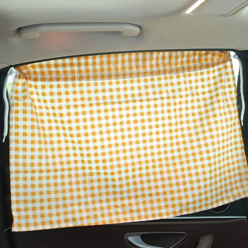 2Pcs Grid Design Anti Ultraviolet Car Curtain Side Car Window