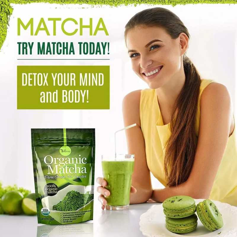 Orgánica Té Verde Matcha Polvo Certificado Usda - 100% Puro