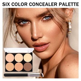 6 Colors Correcting Concealer Palette,Colors Corrector Palette,Long Lasting Concealer Cream Makeup Palettes,Natural Finish Cream Foundation,Contouring Highlighting Makeup Kit for Dark Circles