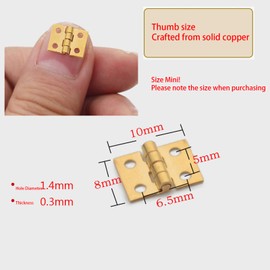 50Pcs Mini Brass Hinges Folding Door Hinges Butt Hinges Small Mini Hinges for DIY Crafts Wooden Jewelry Box (Gold)