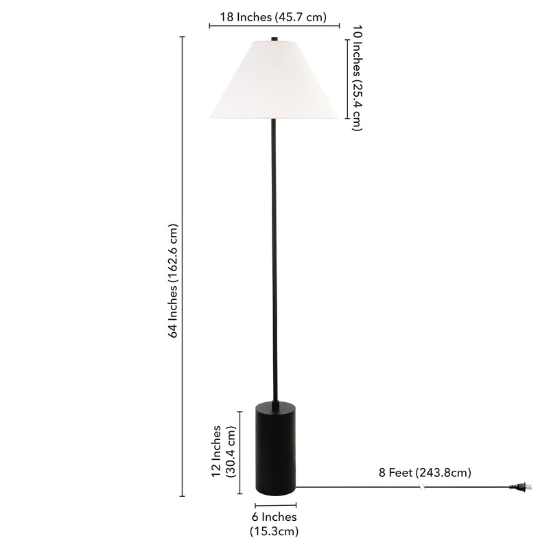 Somerset 64" Tall Floor Lamp with Fabric Shade in Blackened