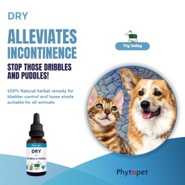 Phytopet Dry | 100ml | 100% Natural Herbal Remedy | Dribbles, Puddles And Incontinence | For Dogs, Cats, Birds, Horses, Pets |