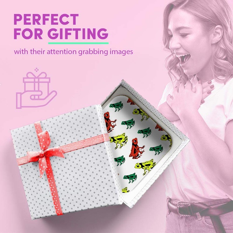 1 x Square MDF Fridge Magnet - Tropical Frog Pattern