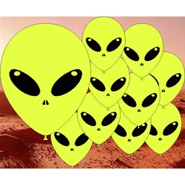 Alien Martian Latex Balloons 12" Premium Balloons Party Alien Themed Birthday Decorations - Suitable for Air or Helium (Neon Yellow)