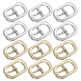 PATIKIL Single Prong Belt Buckle 1.5", 12 Pcs Metal Roller Buckle Oval Center Bar Buckles for Belt Purse Making Leather Hardware, Silver/Light Gold