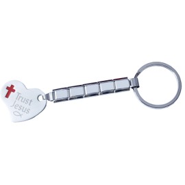 Trust Jesus Red Cross 9mm Italian Charm Key Chain
