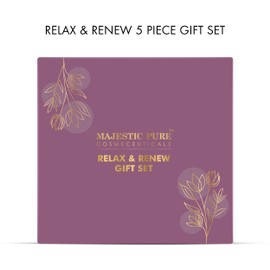 Majestic Pure Gift Set for Self Care & Personal Care ( Scented Candle, Golden Face Mask, Himalayan Salt Body Scrub, Gardenia Hand Cream, Brazilian Orange Essential Oil ) - Pack of 5