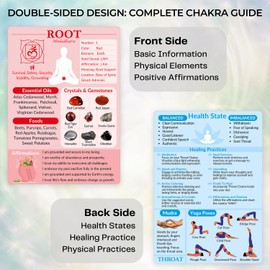 7 Chakras Cards, Double-Sided Quick Reference Guide for Chakra Healing, Meditation & Yoga Cards with Crystals, Essential Oils, Affirmations, Yoga Poses, etc. - Beginner Friendly Spiritual Gift