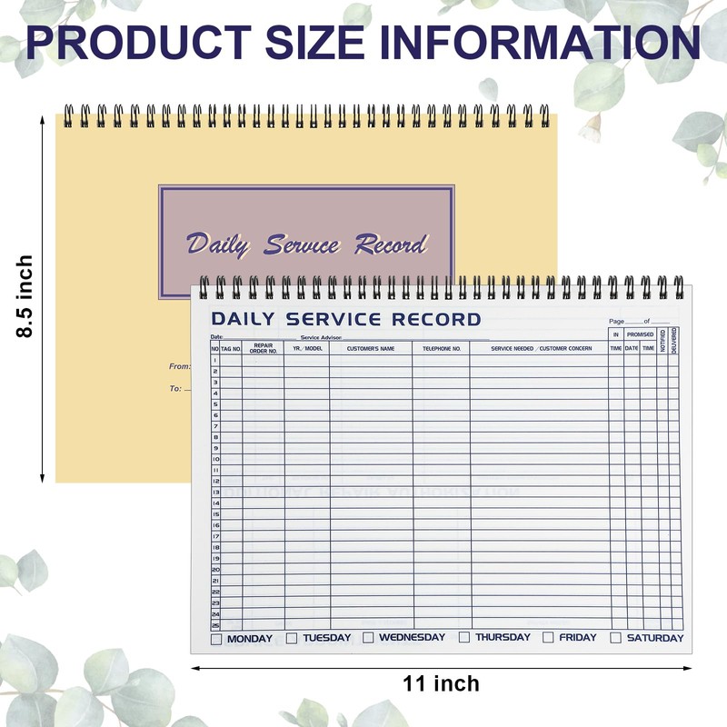 Saypacck 5 Pcs Daily Service Record Book 8.5 x 11