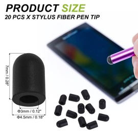 PATIKIL 4.5mm (0.18") Stylus Pen Tips, 20Pcs Conductive Rubber Capacitive Touch Screen Pens Tip for Mobile Phones Computers Tablets E-readers Smart Drawing Boards, Black