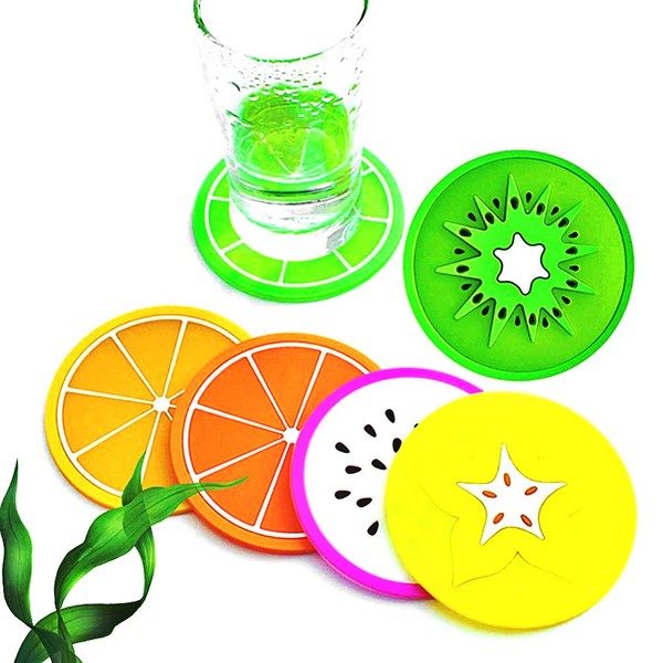 3.5” Colorful Non Slip Silicone Coasters - Non Scratch Drink