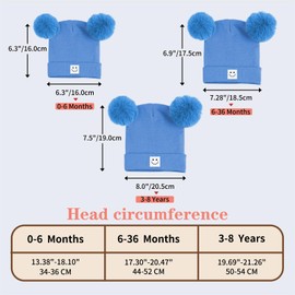 Baby Beanie Hat Toddler Infant Winter Knitted Hat Kids Soft Warm Pom Pom Beanie Cap for Boys Girls (3-8 Years, Blue)