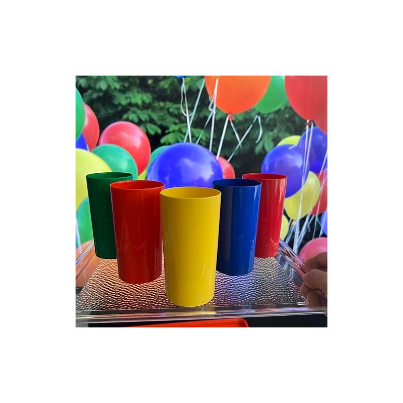 Vasos de Plástico Reutilizables, 400ml, Apilables, Aptos para Microondas y