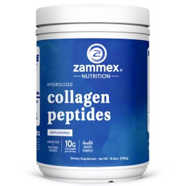 Zammex Collagen Peptides Powder Type I & III Hydrolyzed Protein Unflavored Supplement