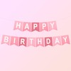 lasuroa Pink Happy Birthday Banner, Pre-Assembled Pink Birthday Banner Sign