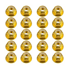 Dingtai M5 M6 Color Aluminum Alloy Nut Nylon Ring 20 Pieces Lightweight Lock Nut Self Locking Nut Flange Surface Pineproof Nut (M6, Gold Color)