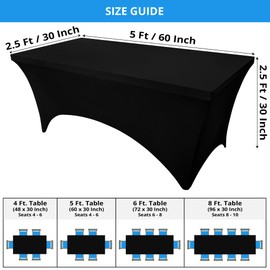Utopia Kitchen Spandex Tablecloth 2 Pack [5FT, Black] Tight, Fitted, Washable and Wrinkle Resistant Stretch Table Cloth Rectangle Cover for Trade Show, Weddings & Parties [60Lx30Wx30H Inch]