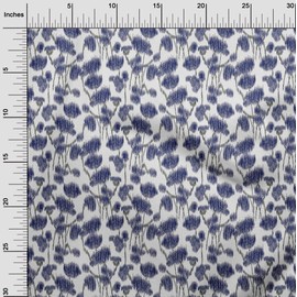 oneOone Cotton Cambric Fabric Floral Ikat Print Fabric by The Meter 56 Inch Wide