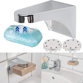 Magnetic Soap Holder, 1 Set, Includes 2 x Soap Plates, for Sticking, for Hand Soaps up to 150 g, Magnetic Soap Holder, Soap Holder, Magnetic Soap Holder, Soap Holder