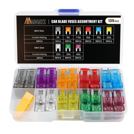 135 Pcs MADCATZ Mini Car Fuse, Blade Fuses Assortment kit (2A 5A 7.5A 10A 15A 20A 25A 30A 40A) Automotive Blade Fuse for RV, Truck, Marine, Auto Accessories
