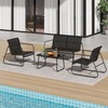 Textilene Patio Conversation Set with 2 Single Chairs, 1 Love
