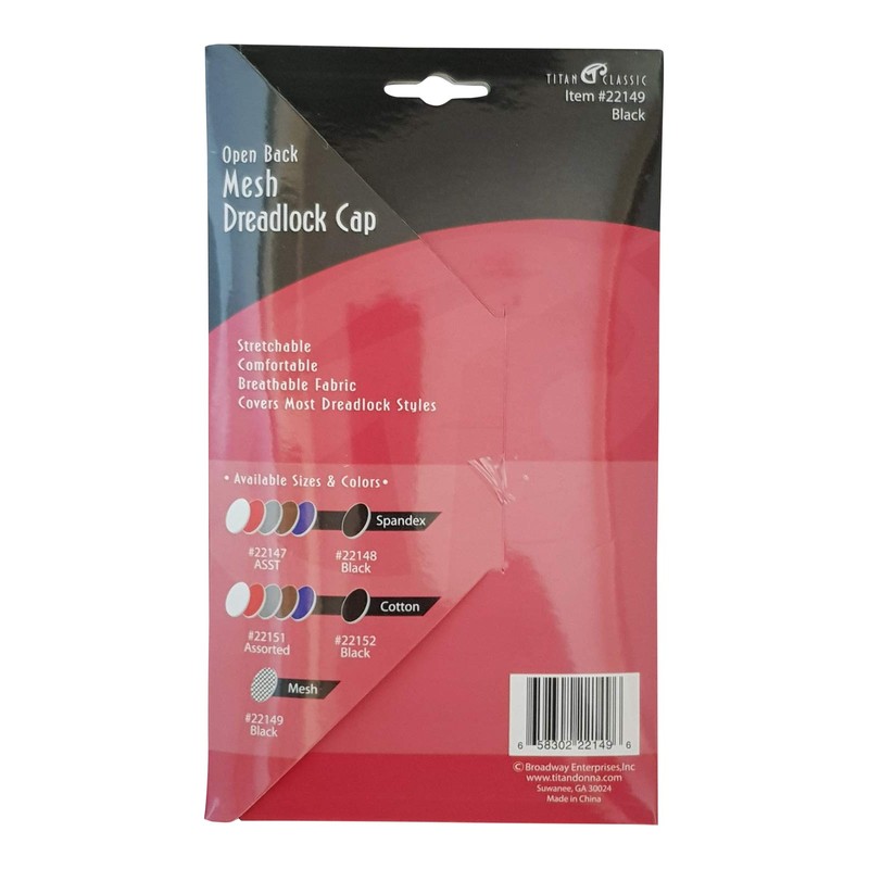 Titan Classic Open Back Mesh Dreadlock Cap - Black