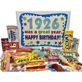 RETRO CANDY YUM ~ 1926 99th Birthday Gift Box Retro Nostalgic Candy Mix for 99 Year Old Man or Woman Born 1926
