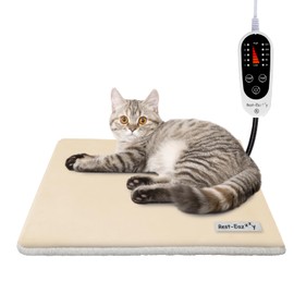 Rest-Eazzzy Pet Heating Pad Indoor, Dog Heating Pad Mat with Removable Cover, 5 Level Timer 5 Level Temperature, Electric Pet Warming Mat for Cat Dog Automatic Power-Off (Heat pad, Pure-Beige)