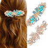 HEREAD Crystal French Hair Barrette Gold Rhinestones Butterfly Hair Clips